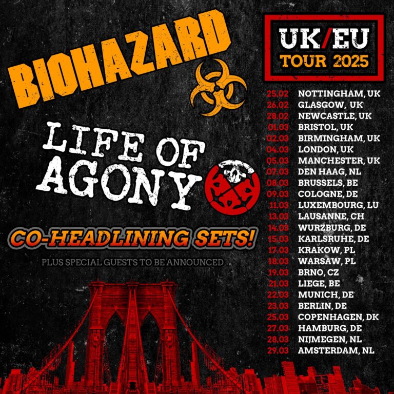 BIOHAZARD And LIFE OF AGONY reveal 2025 CO-Headlining Tour of UK/Europe