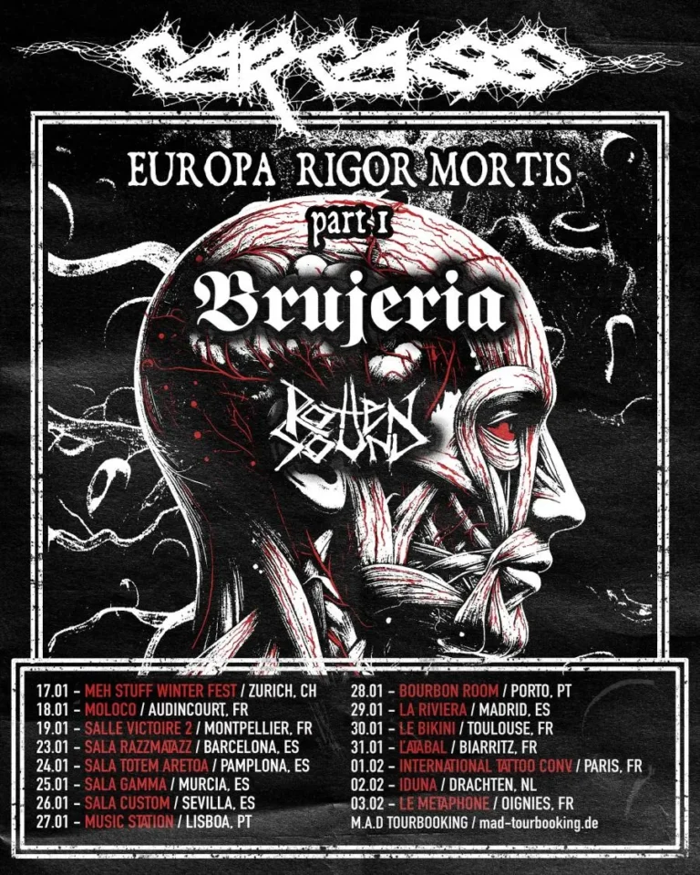 Carcass and BRUJERIA to tour Europe in 2025